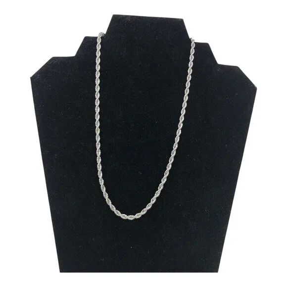 4mm Mens Stainless Steel Twist Rope Chain Necklace 18in With Lobster Clasp - Picture 9 of 12